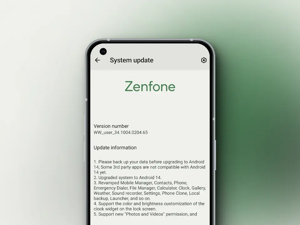 ASUS phát hành Android 14 chính thức cho Zenfone 10